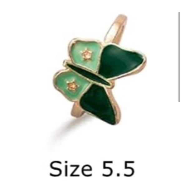 Y2K Butterfly Knuckle Ring Green & Gold Colored Y2K Rings Great For Stacking! - Picture 2 of 3